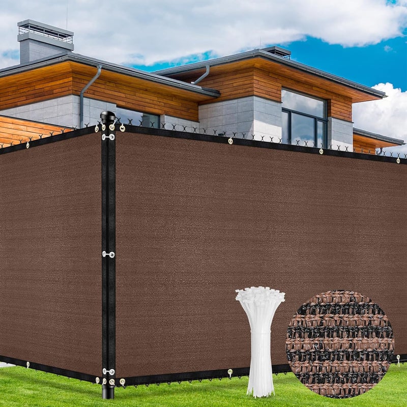DUERER Privacy Fence Screen 4 x 50ft Brown Fence Covering Heavy Duty 170GSM Commercial Windscreen Fencing Mesh Shade Net Cover, UV Protection 90% Blockage Outdoor Backyard, Patio with Cable Ties - Image 1